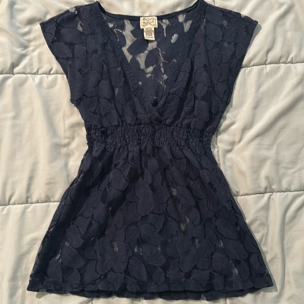 Eyelash Couture Navy lace top
